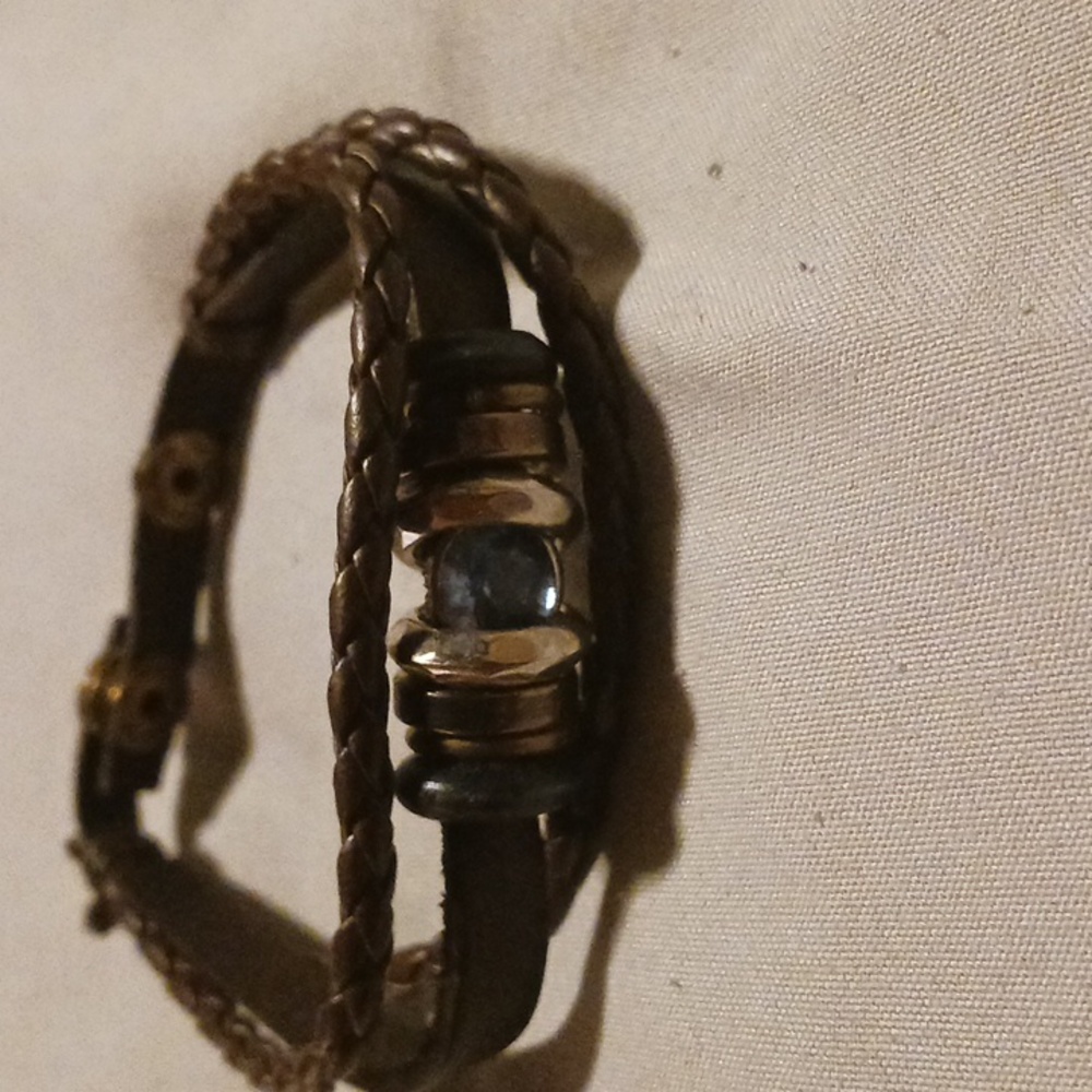 Brown leather wrap bracelet